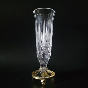 Vintage Killarney Crystal Bud Vase With 22k Gold Footed Base Elegant Design